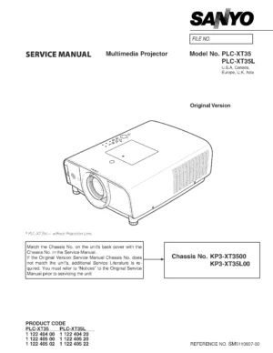 Sanyo plc xt35 xt35l service manual cover