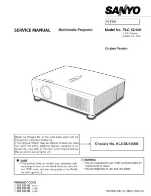 Sanyo plc xu100 service manual cover