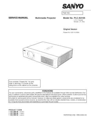 Sanyo plc xu105 service manual cover