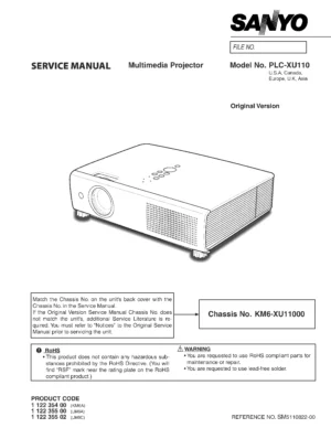 Sanyo plc xu110 service manual cover