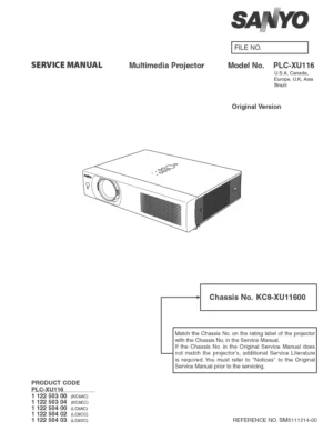 Sanyo plc xu116 service manual cover