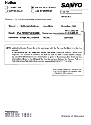 Sanyo plc xu20b xu20e service manual cover