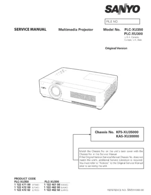 Sanyo plc xu300 xu350 service manual cover