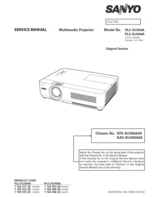 Sanyo plc xu300a xu350a service manual cover