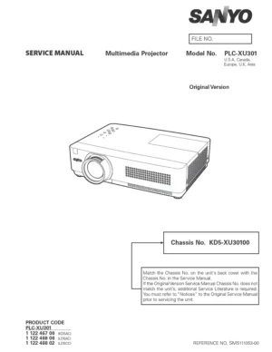 Sanyo plc xu301 service manual cover