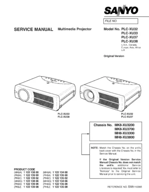 Sanyo plc xu32 xu33 xu37 xu38 service manual cover