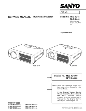 Sanyo plc xu45 xu46 service manual cover