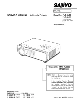 Sanyo plc xu50 xu55 service manual cover