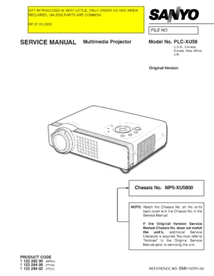 Sanyo plc xu58 service manual cover