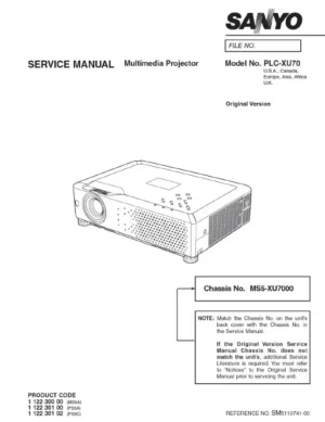 Sanyo plc xu70 service manual cover