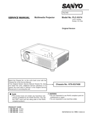 Sanyo plc xu74 service manual cover