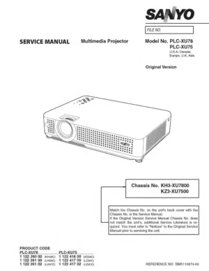 Sanyo plc xu75 xu78 service manual cover
