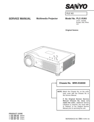 Sanyo plc xu83 service manual cover