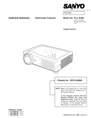 Sanyo plc xu86 service manual cover