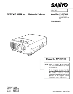 Sanyo plc xw10 xw15 service manual cover
