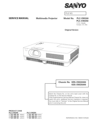 Sanyo plc xw200 xw250 service manual cover