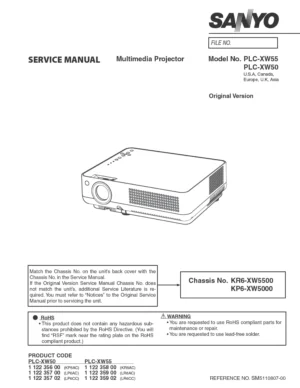 Sanyo plc xw50 xw55 service manual cover