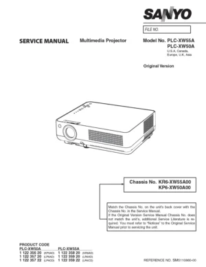 Sanyo plc xw50a xw55a service manual cover