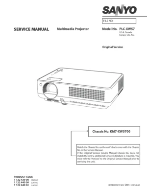 Sanyo plc xw57 service manual cover