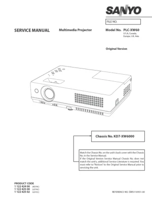 Sanyo plc xw60 service manual cover
