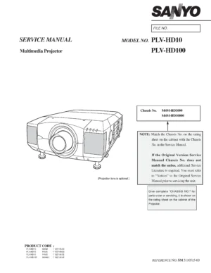 Sanyo plv hd10 hd100 service manual cover