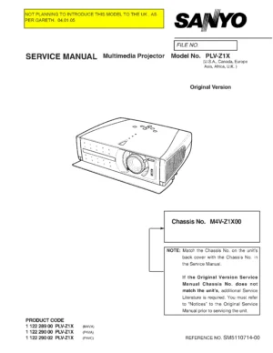 Sanyo plv z1x service manual cover