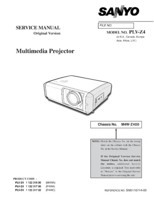 Sanyo plv z4 service manual cover