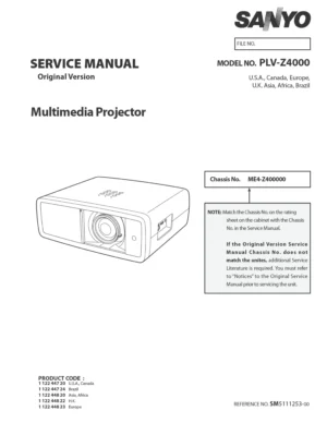 Sanyo plv z4000 service manual cover