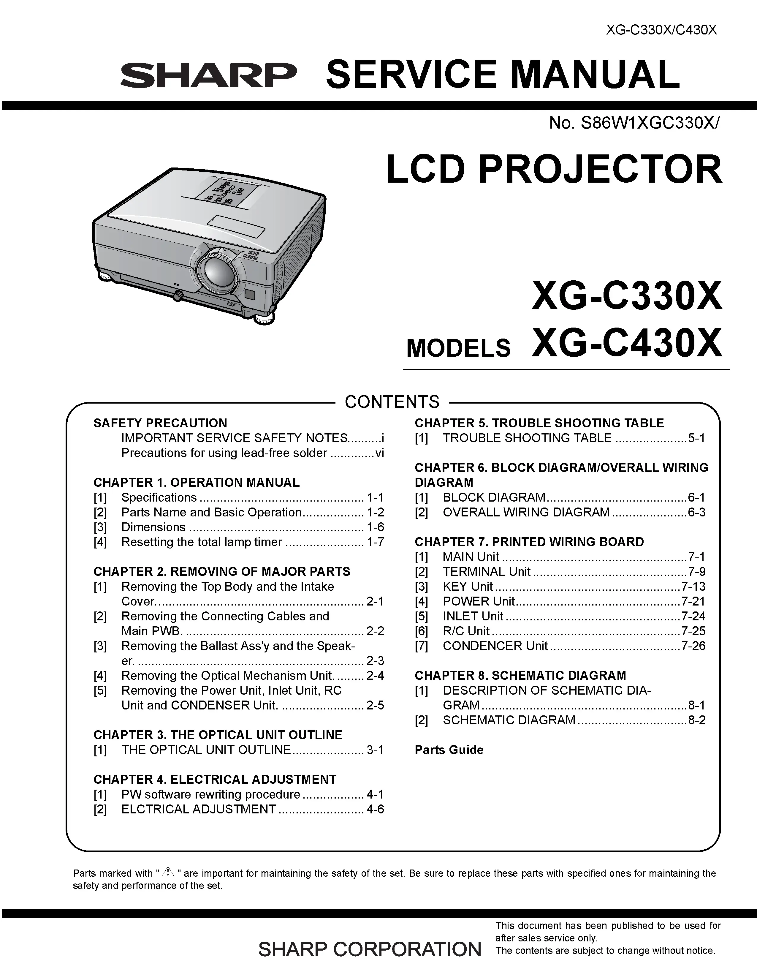 Sharp xg c330x c430x service manual cover