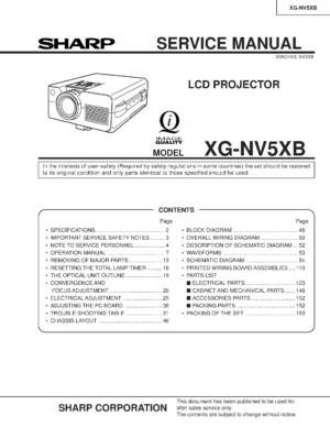 Sharp xg nv5xb service manual cover