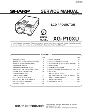 Sharp xg p10xu service manual cover