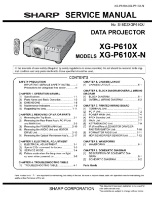 Sharp xg p610x service manual cover