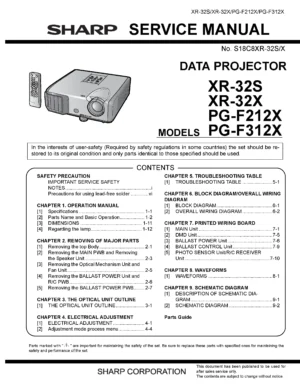 Sharp xr 32x 32s pg f212x f312x service manual cover