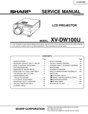 Sharp xv dw100u service manual cover