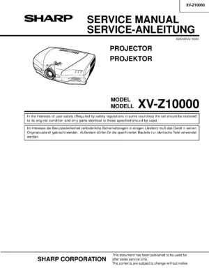 Sharp xv z10000 service manual cover