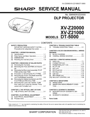 Sharp xv z20000 z21000 dt 5000 & service manual cover