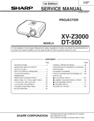 Sharp xv z3000 dt 500 service manual cover