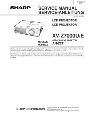 Sharp xv z7000u xv z7000e service manual cover
