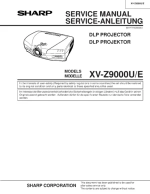 Sharp xv z9000e z9000u service manual cover