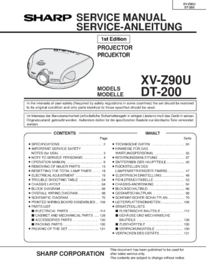 Sharp xv z90u service manual cover