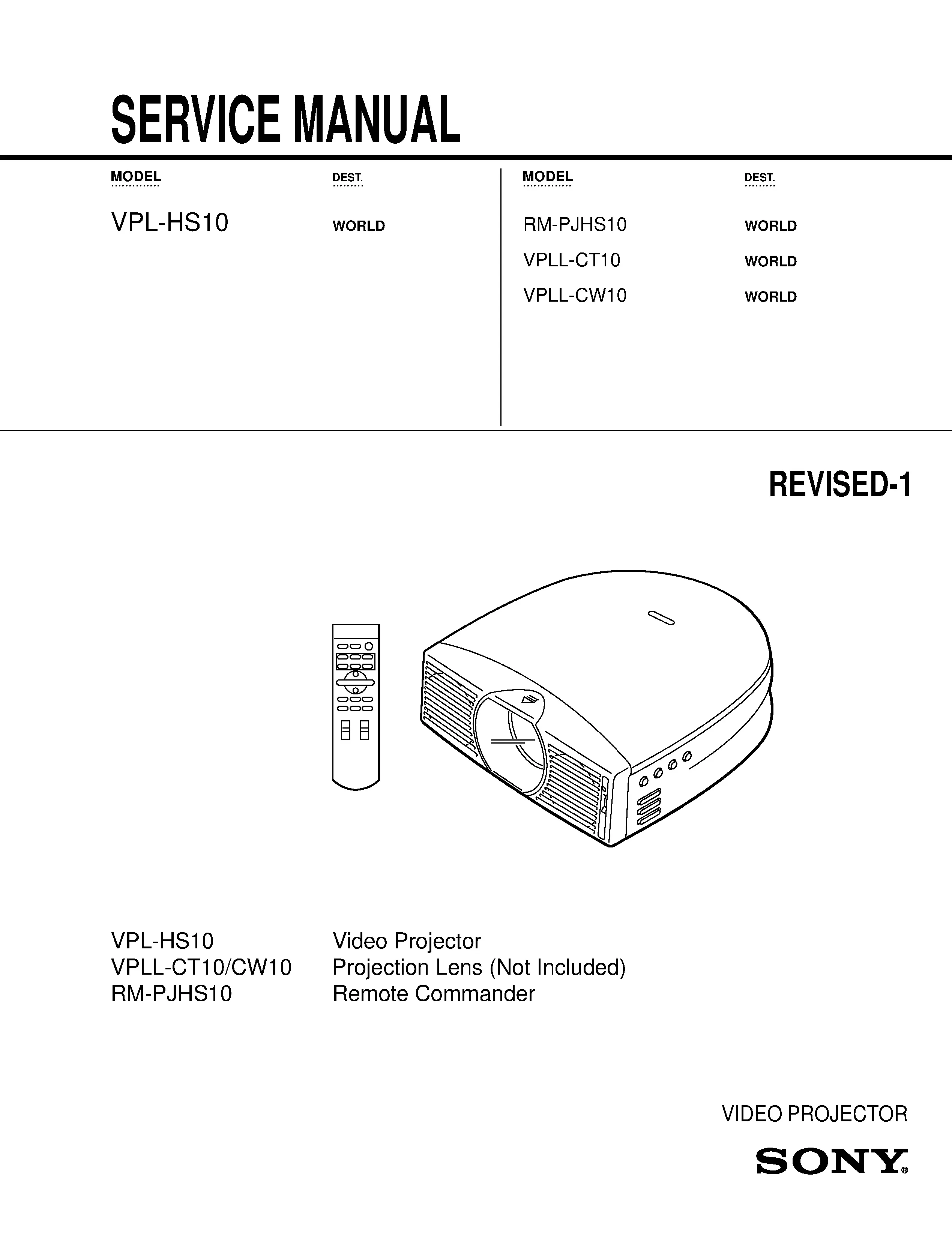 Sony rm pjhs10 service manual cover