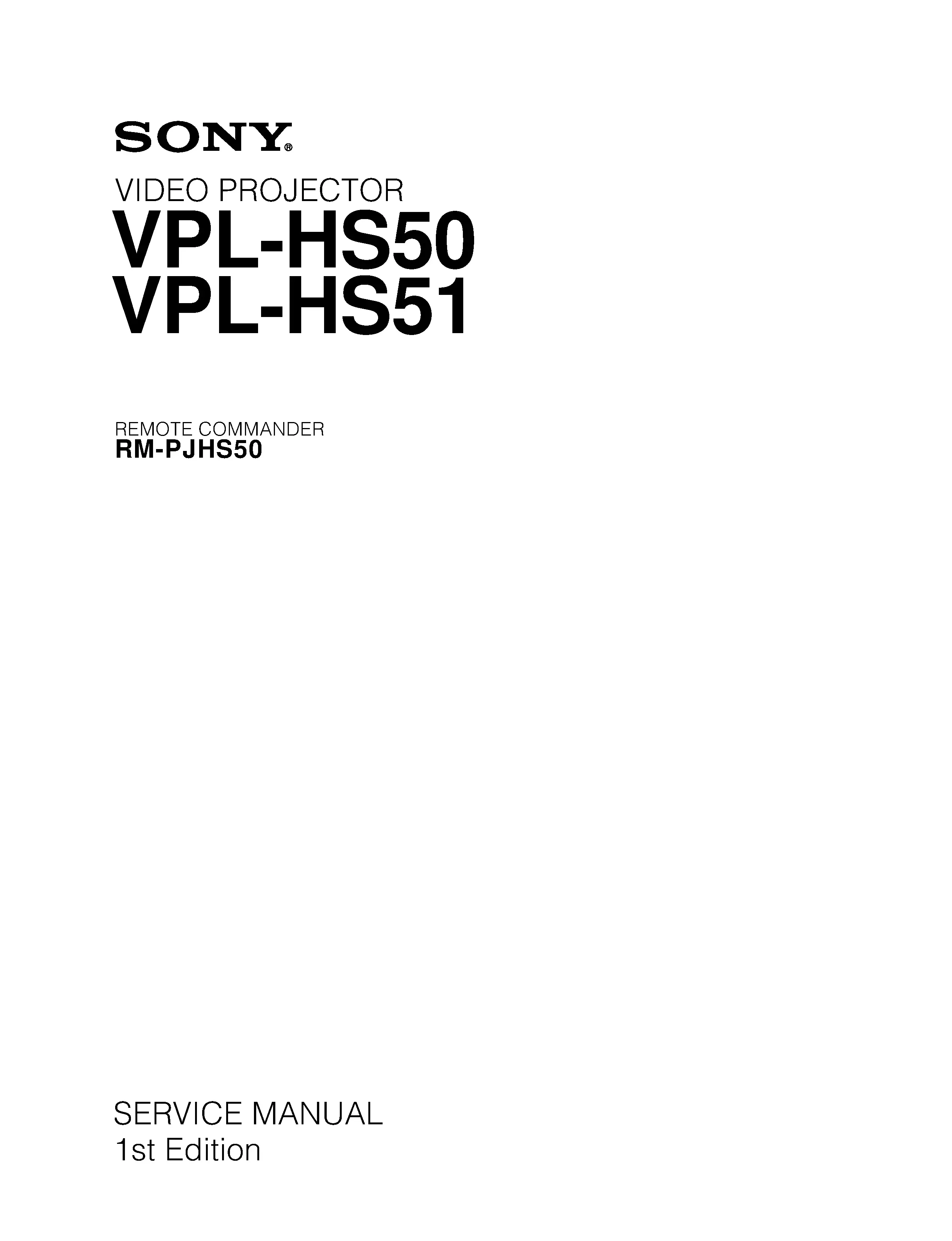 Sony rm pjhs50 service manual cover