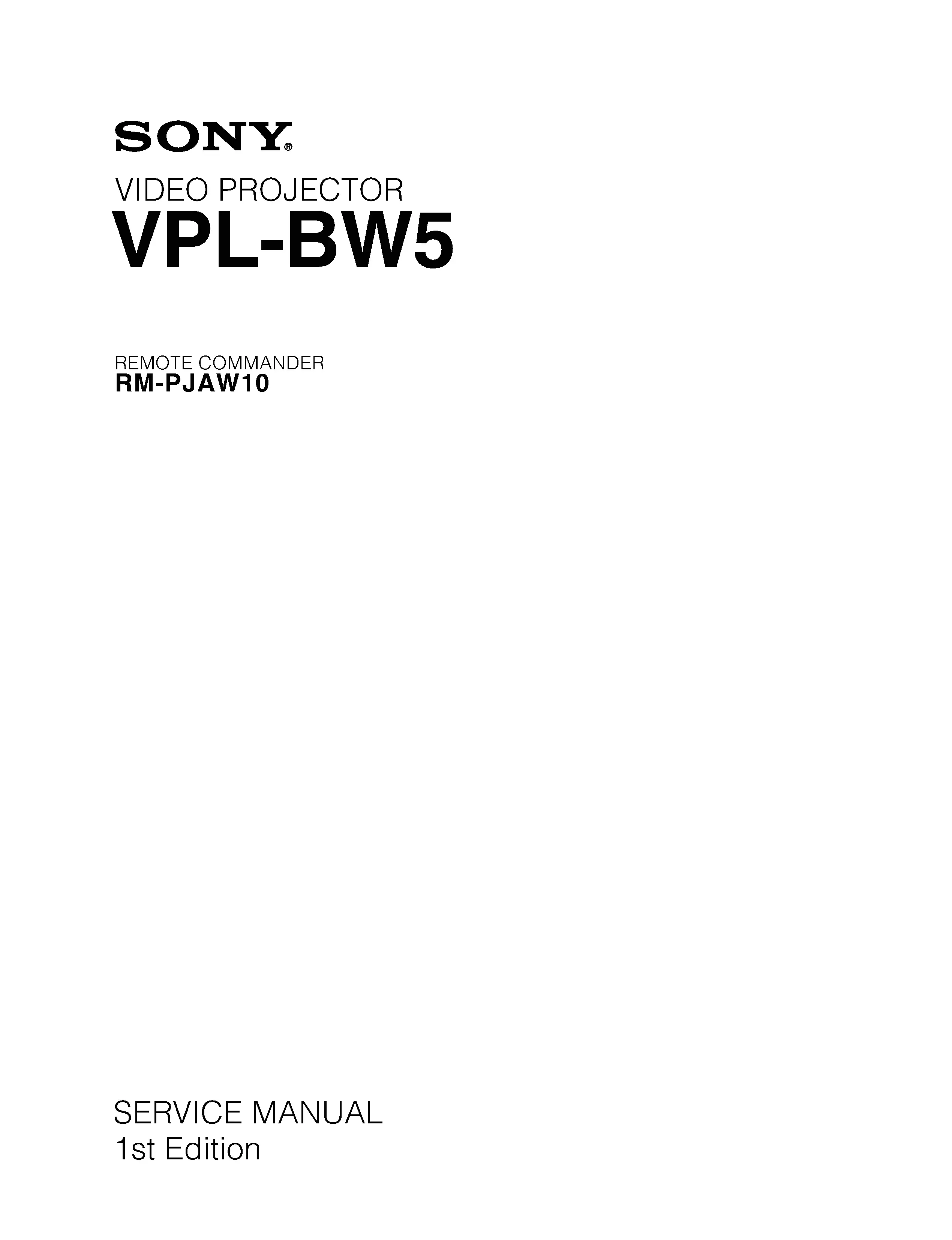 Sony vpl bw5 service manual cover
