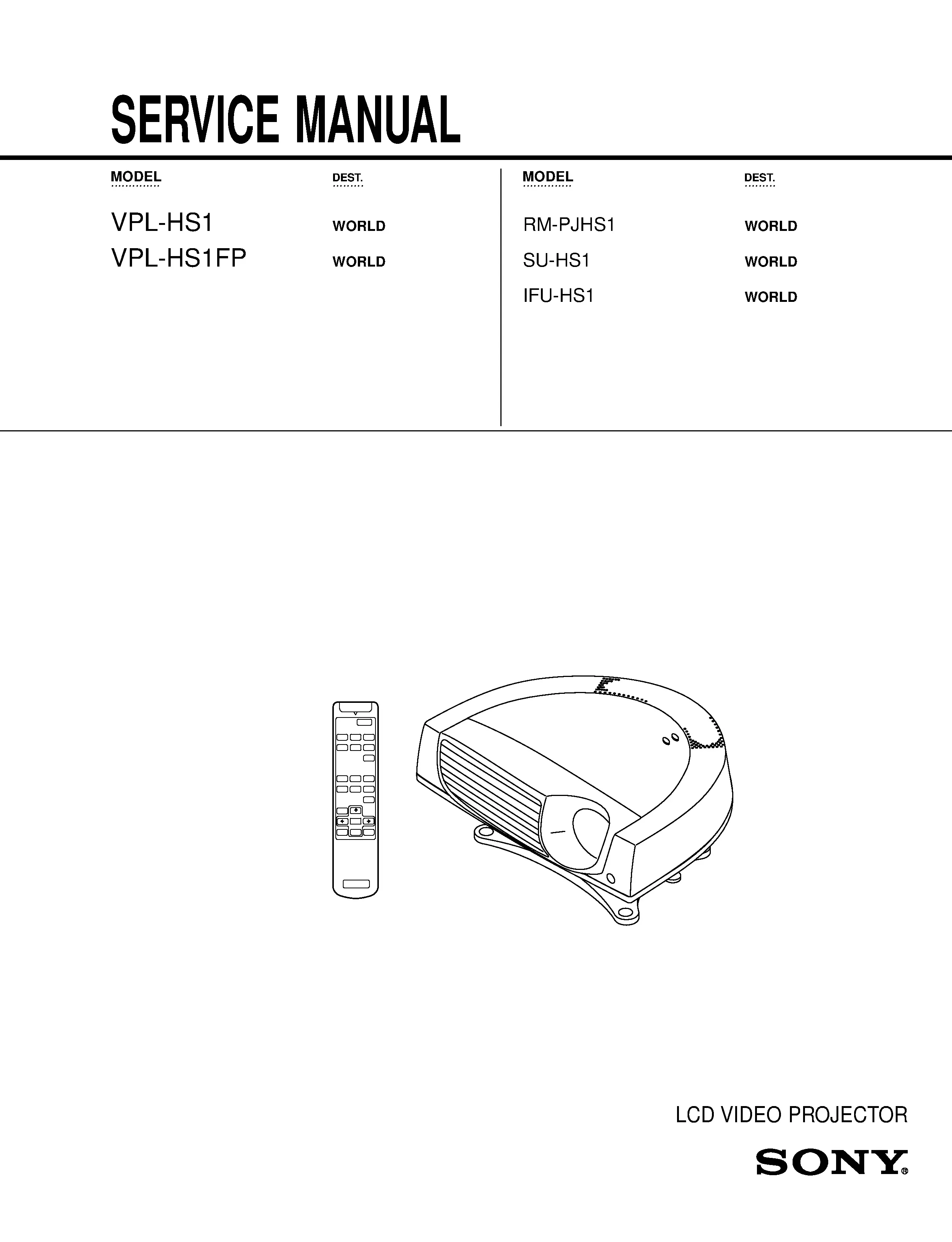 Sony vpl hs1 service manual cover