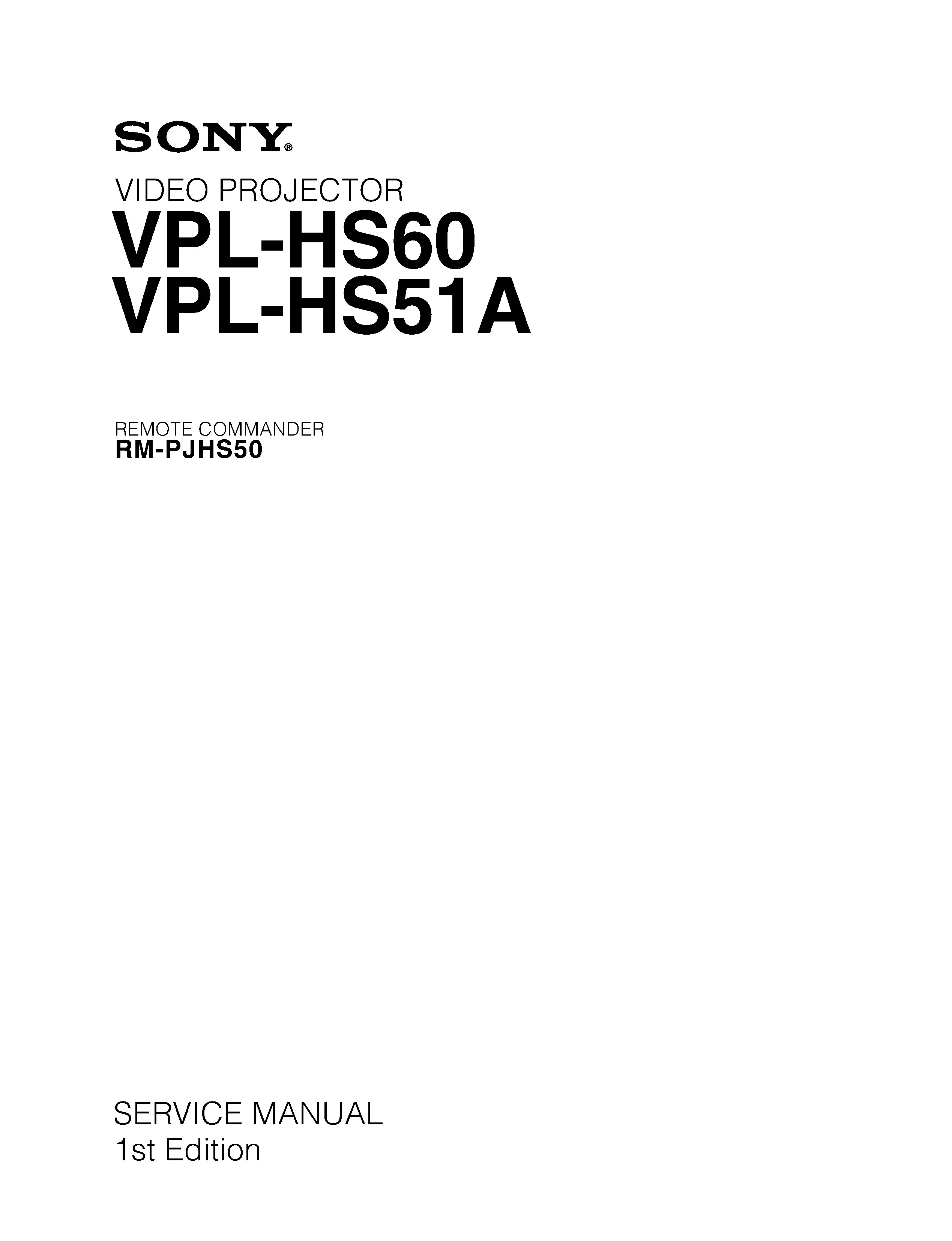 Sony vpl hs60 hs51a service manual cover