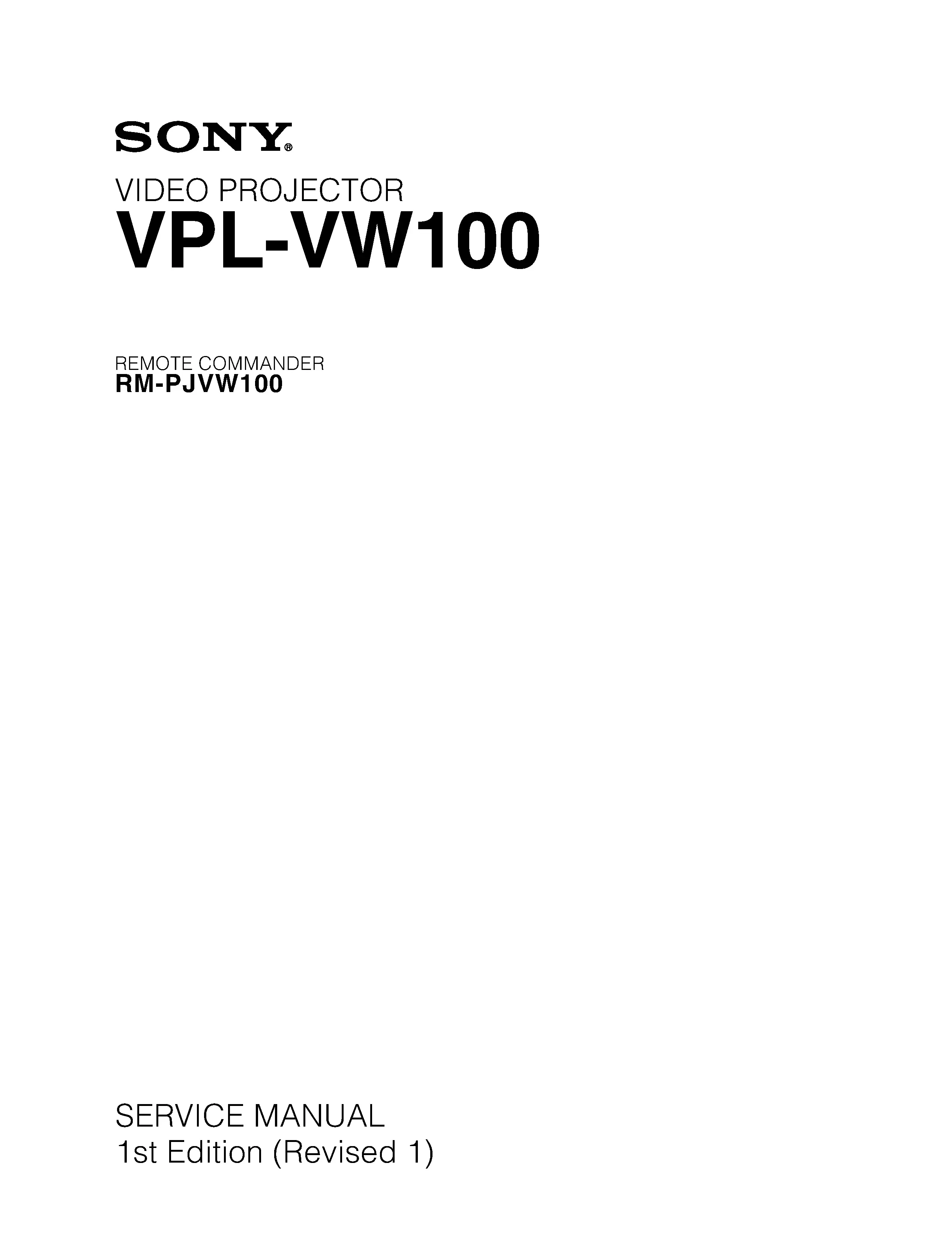 Sony vpl vw100 service manual cover