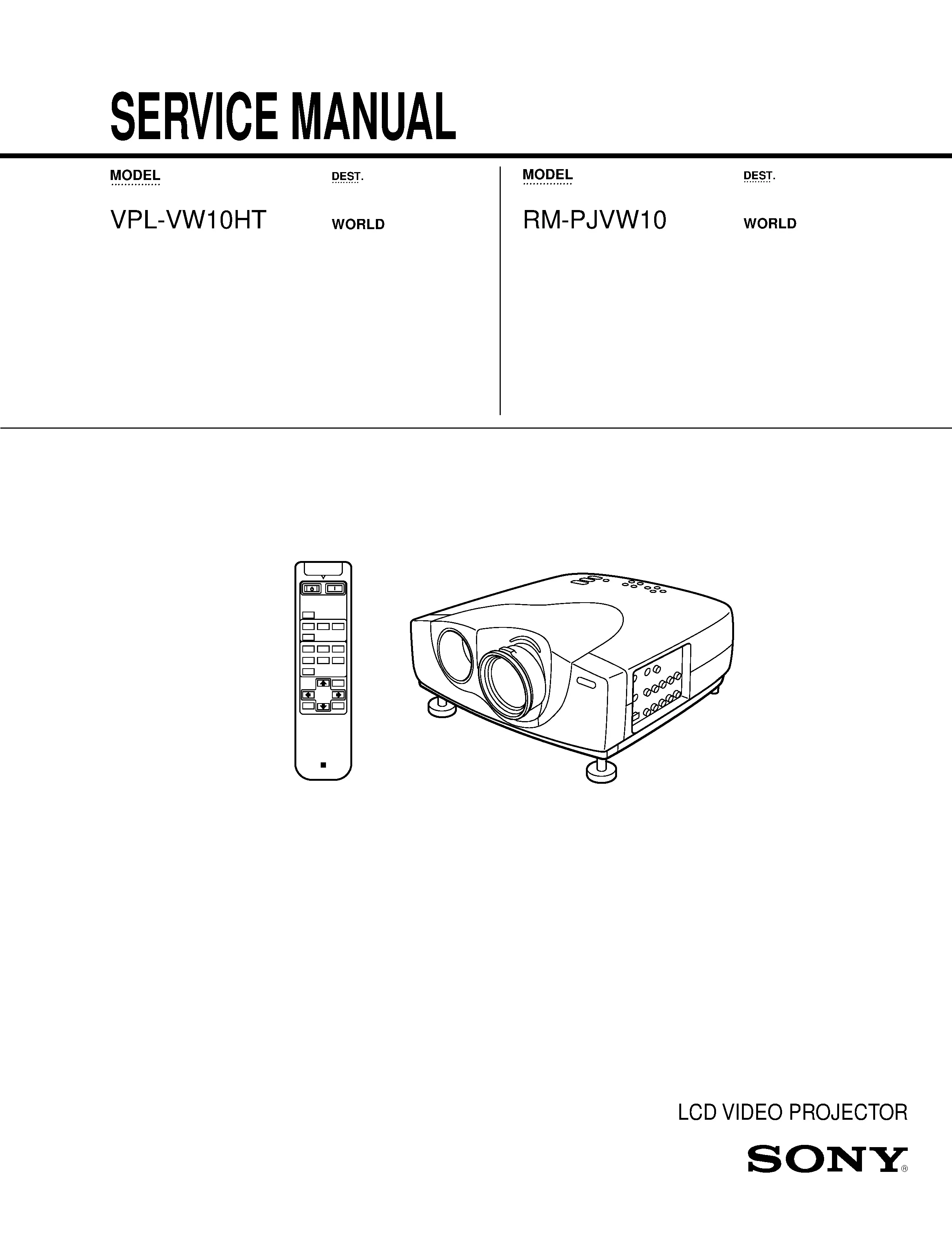 Sony vpl vw10ht service manual cover