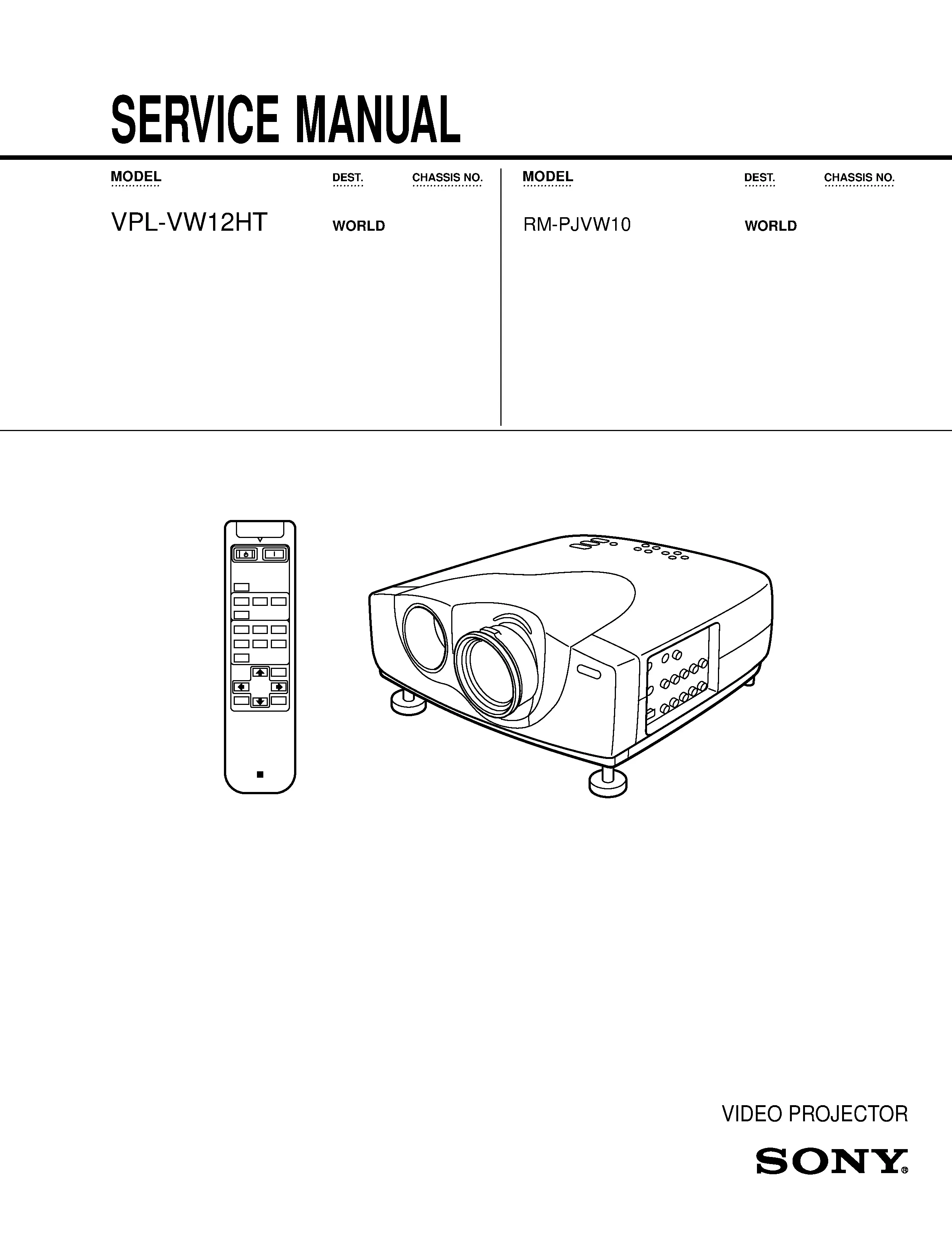 Sony vpl vw12ht service manual cover
