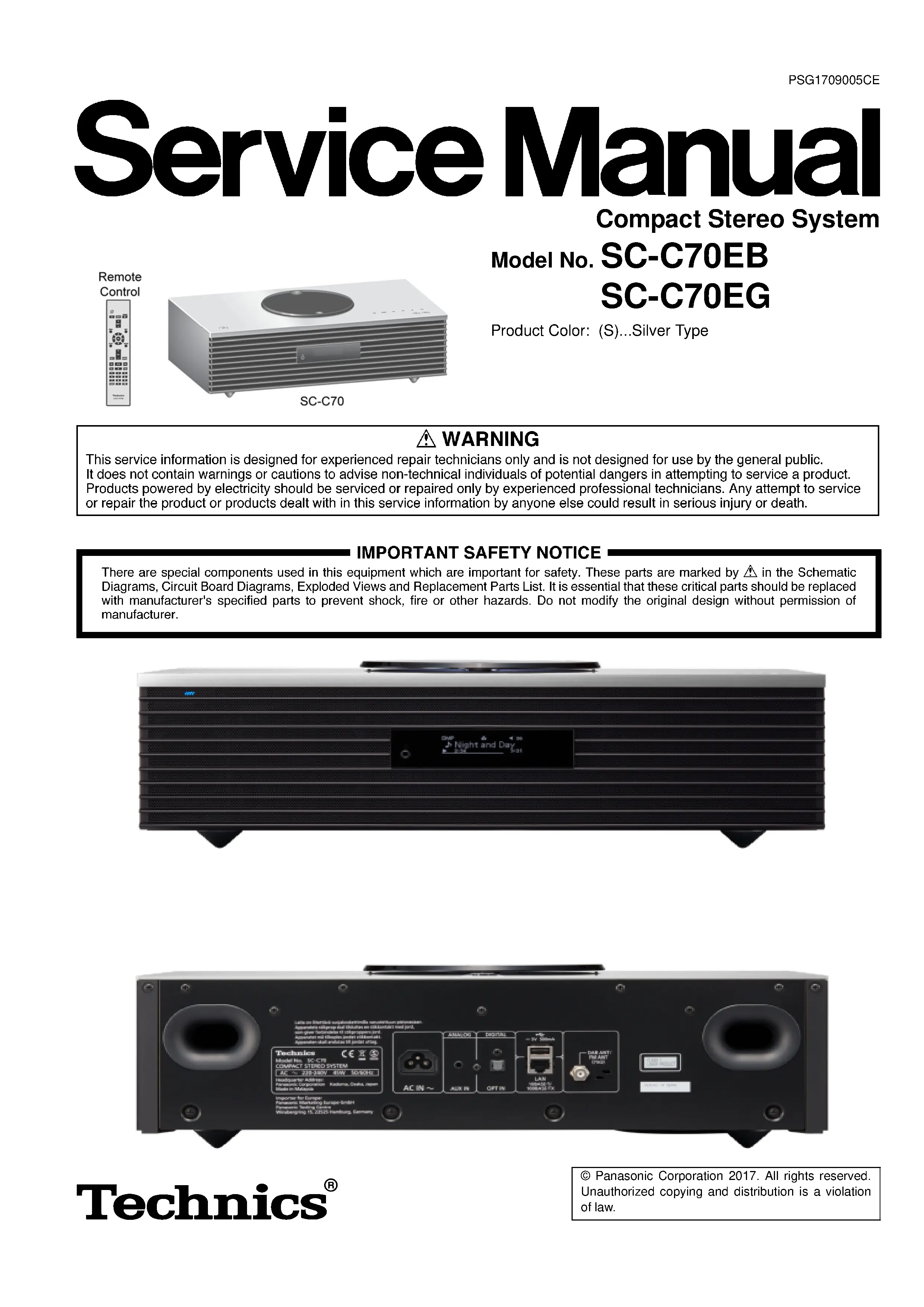Technics ottava sc c70 service manual cover