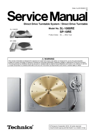 Technics sl 1000r sp 10r service manual cover